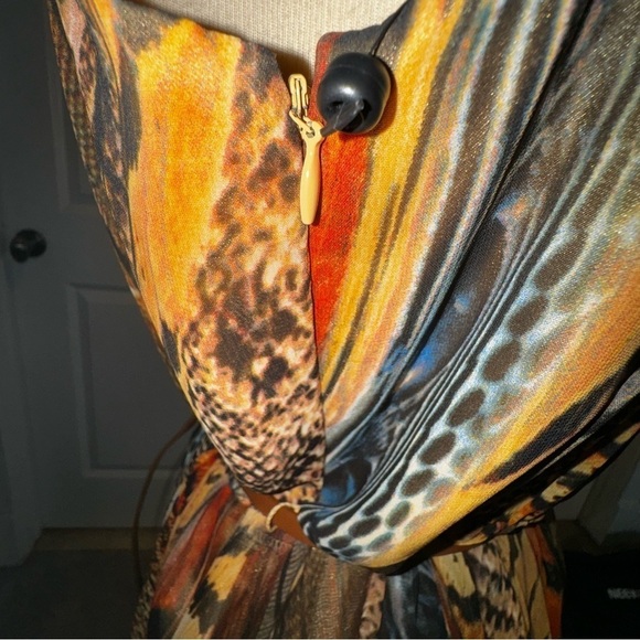 Calvin Klein Reptile Snake Animal Print Multi Color Sleeveless Dress size 12 - Picture 3 of 11